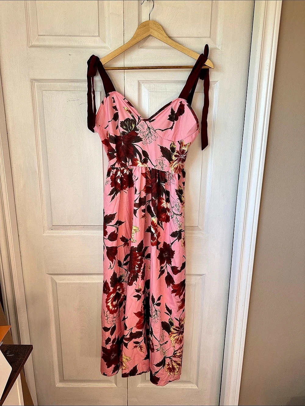 Areciti Floral Midi Dress Pink Size Large Like New